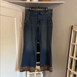 Women's Blue Jeans with Embellished Hem